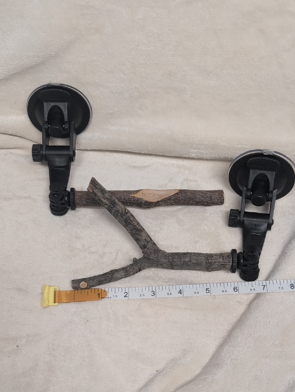 Adjustable Suction Cup Perch with Natural Wood Branch